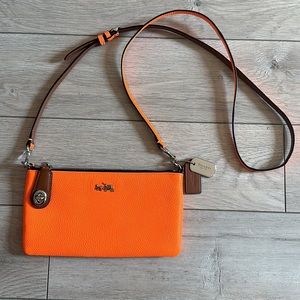 Coach Neon Orange Kylie Turnlock Crossbody